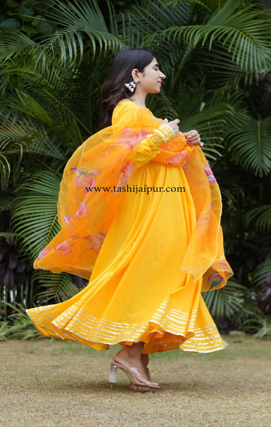 YELLOW LOTUS ORGANZA SUIT SET