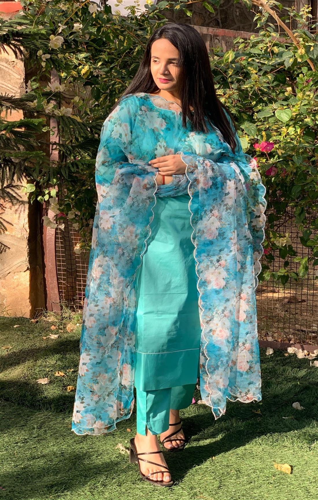 PASTEL BLUE ORGANZA SUIT SET