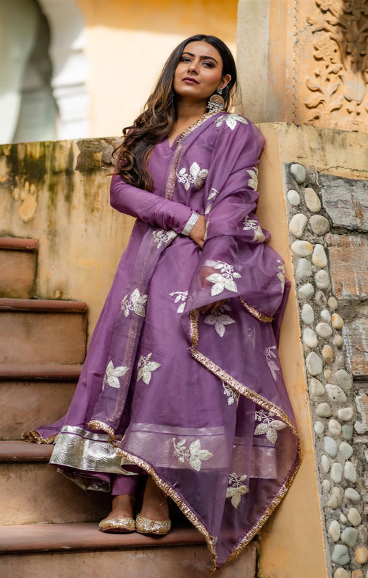 ROOH MAUVE SILK SUIT SET
