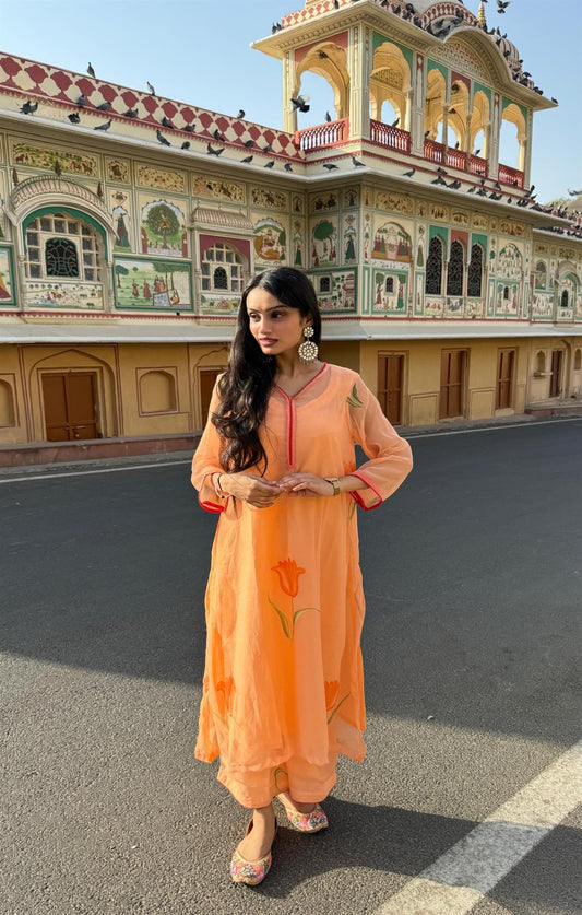 Peach Tulip Kurta Set