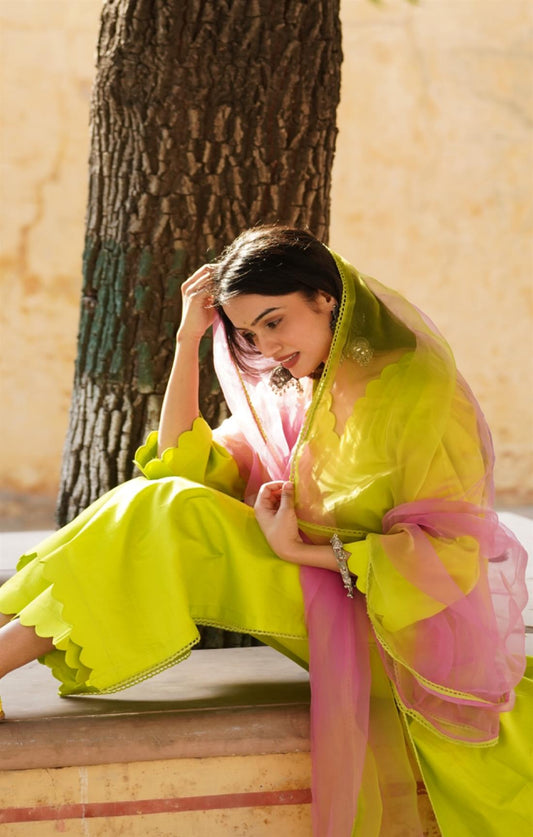 Lime Pink Splash Suit Set