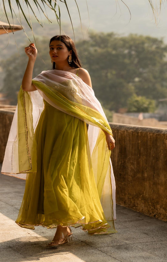 Sitara Green & Pink Shaded Suit Set