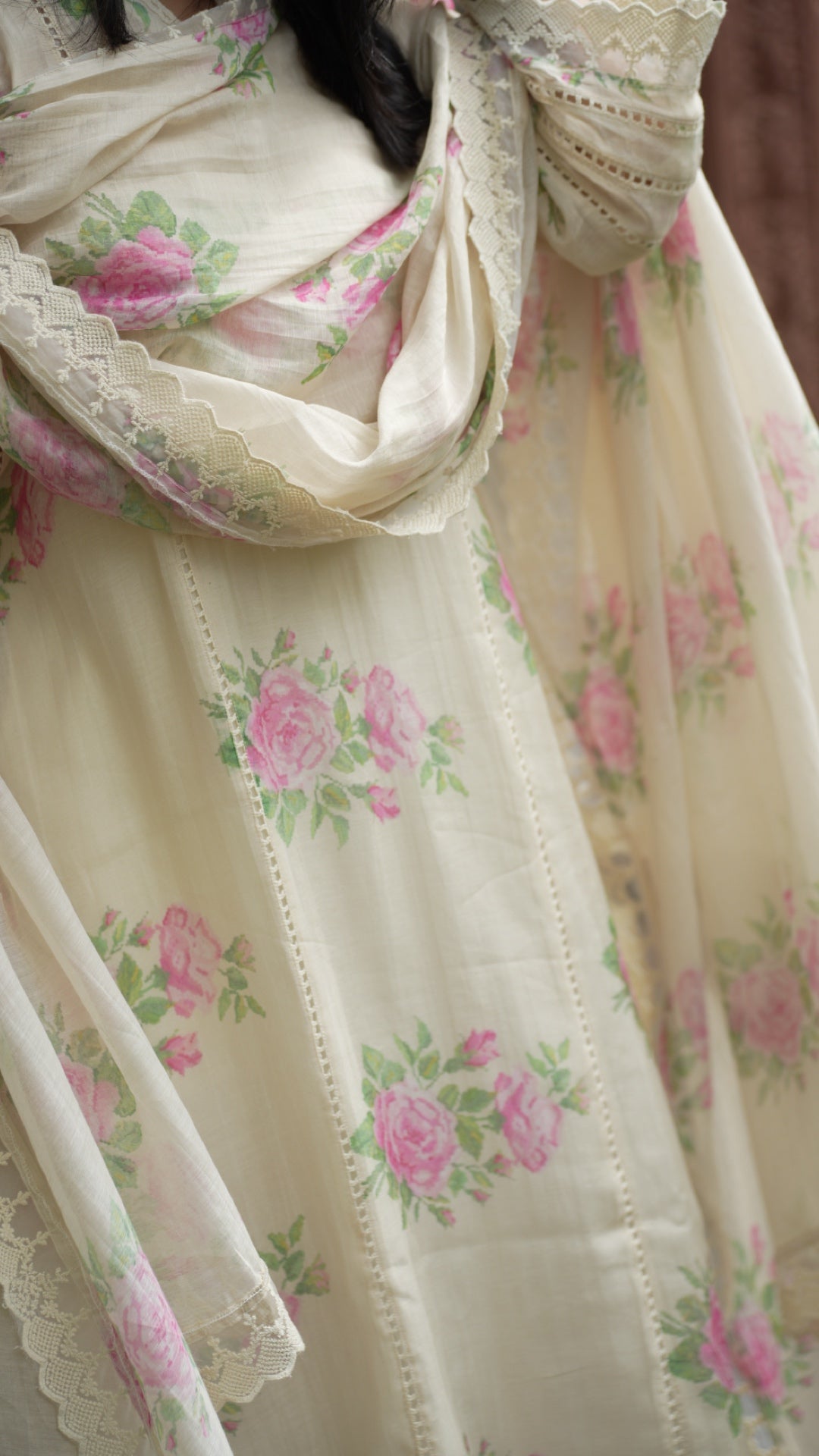 Bourbon Rose Pure Mulmul Chanderi Suit Set