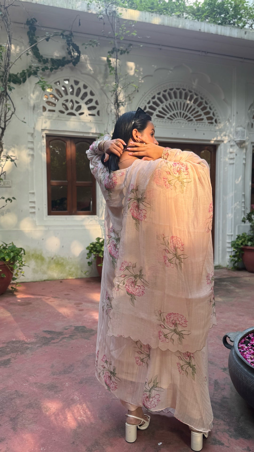 Winthrop Rose Pure Mulmul Chanderi Suit Set