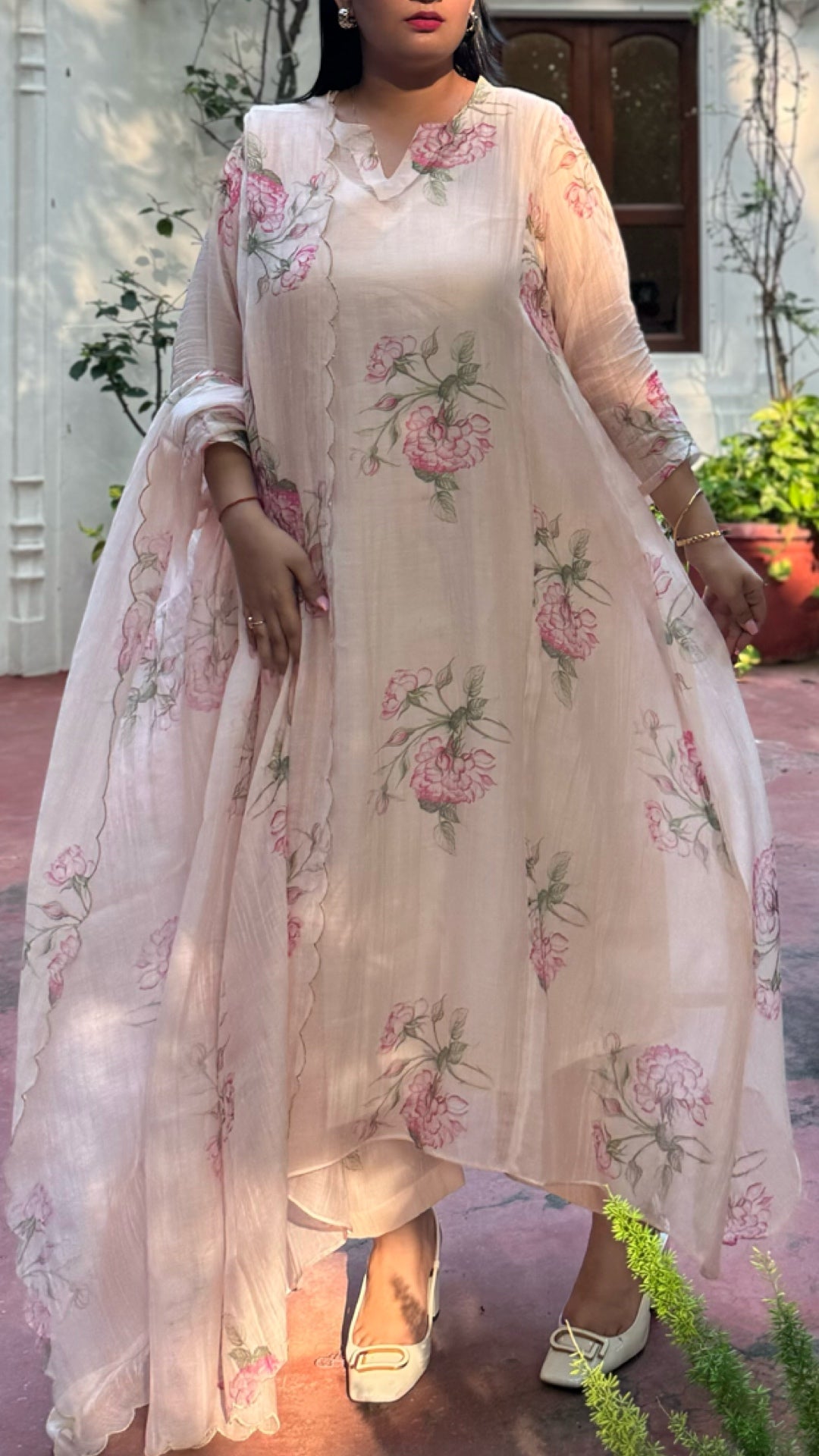 Winthrop Rose Pure Mulmul Chanderi Suit Set