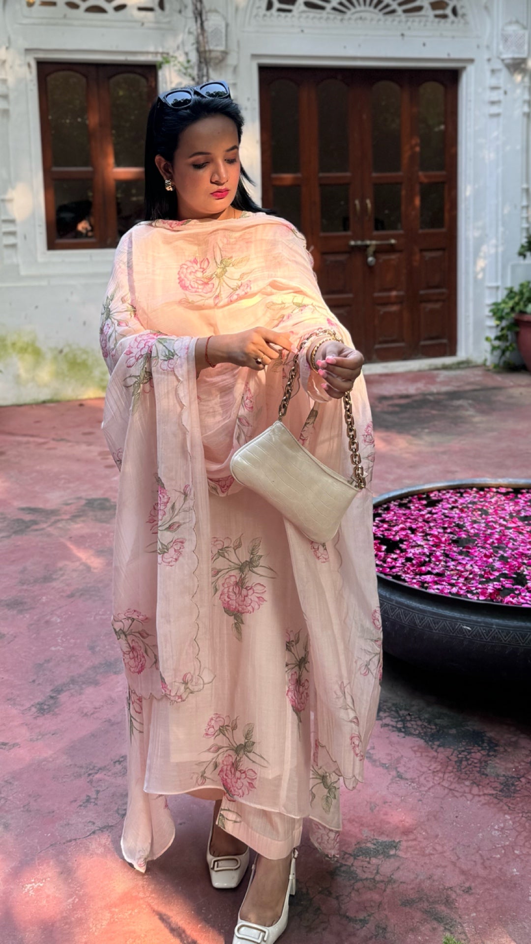 Winthrop Rose Pure Mulmul Chanderi Suit Set