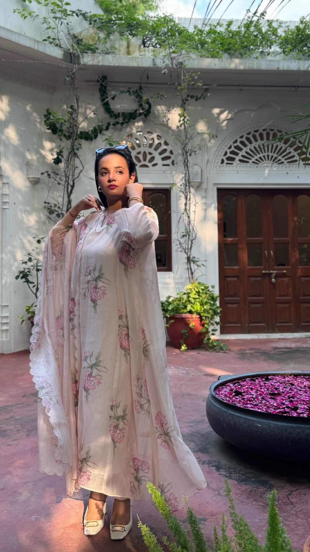 Winthrop Rose Pure Mulmul Chanderi Suit Set