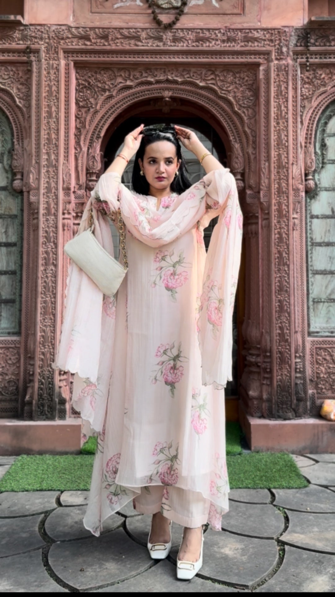 Winthrop Rose Pure Mulmul Chanderi Suit Set
