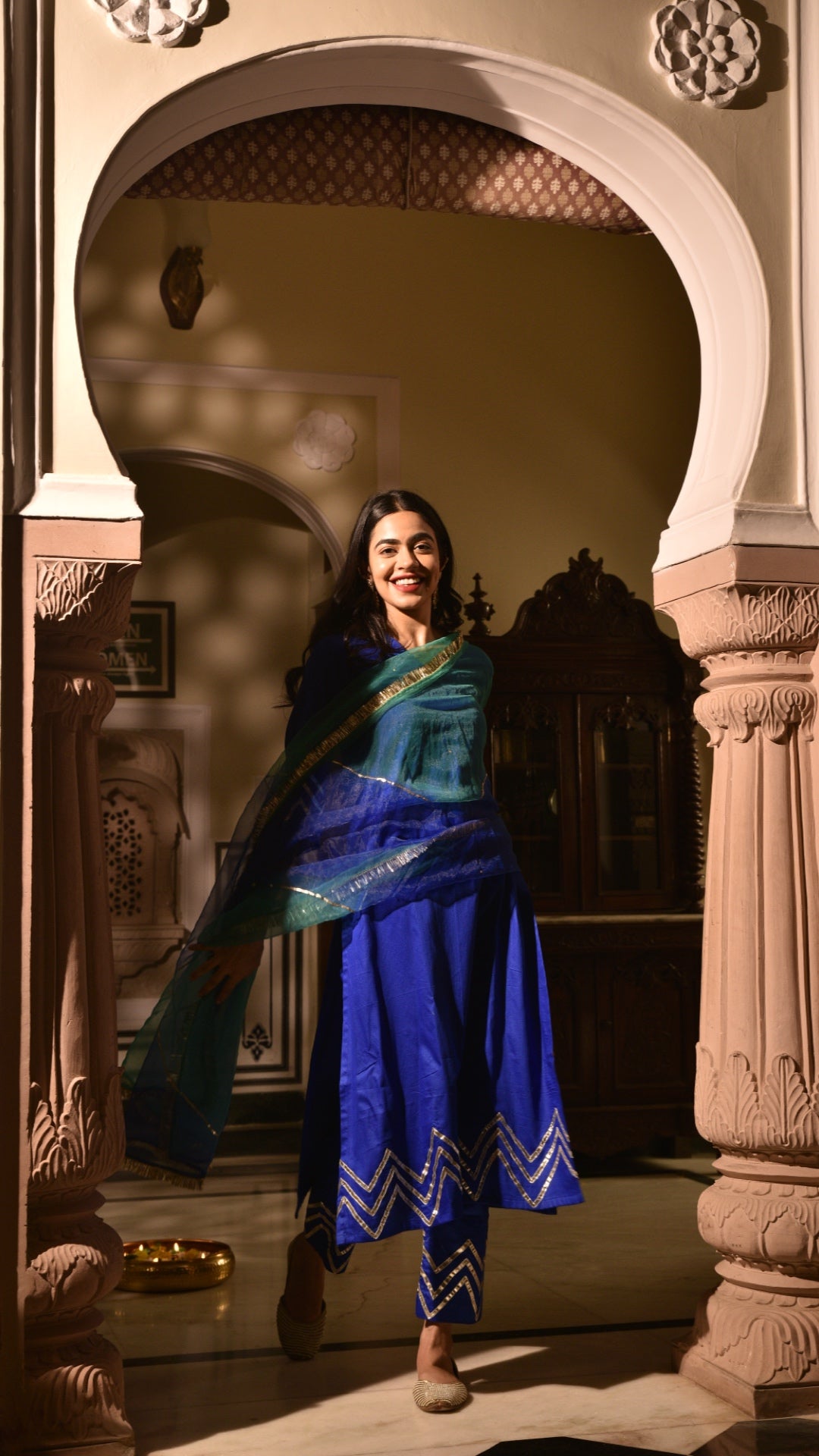 Grace Blue & Green Shaded Suit Set