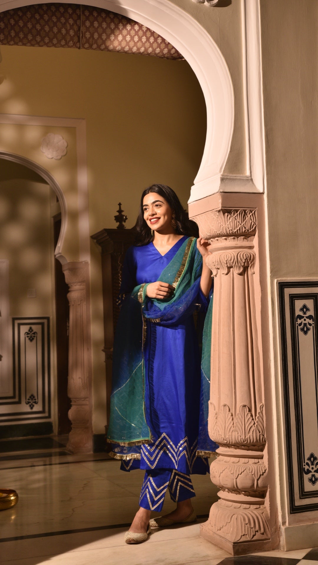 Grace Blue & Green Shaded Suit Set