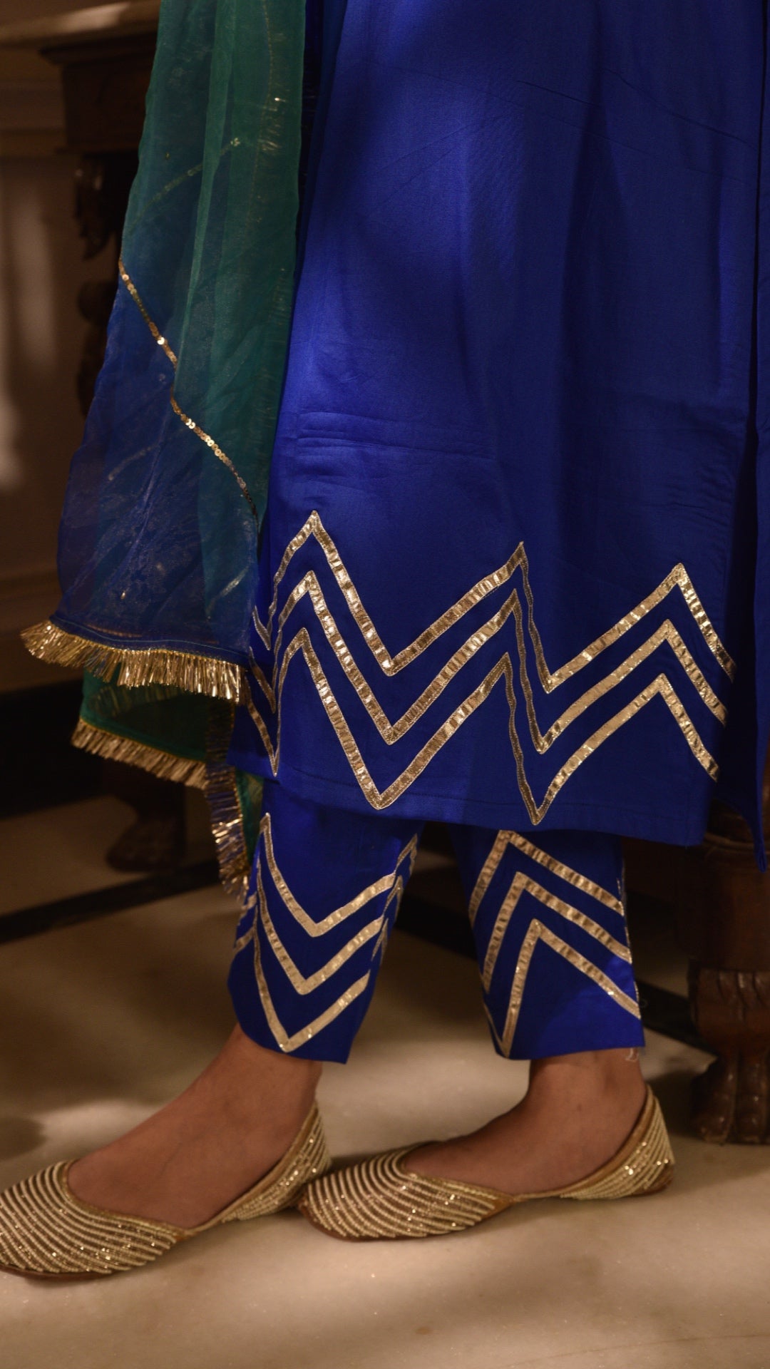 Grace Blue & Green Shaded Suit Set