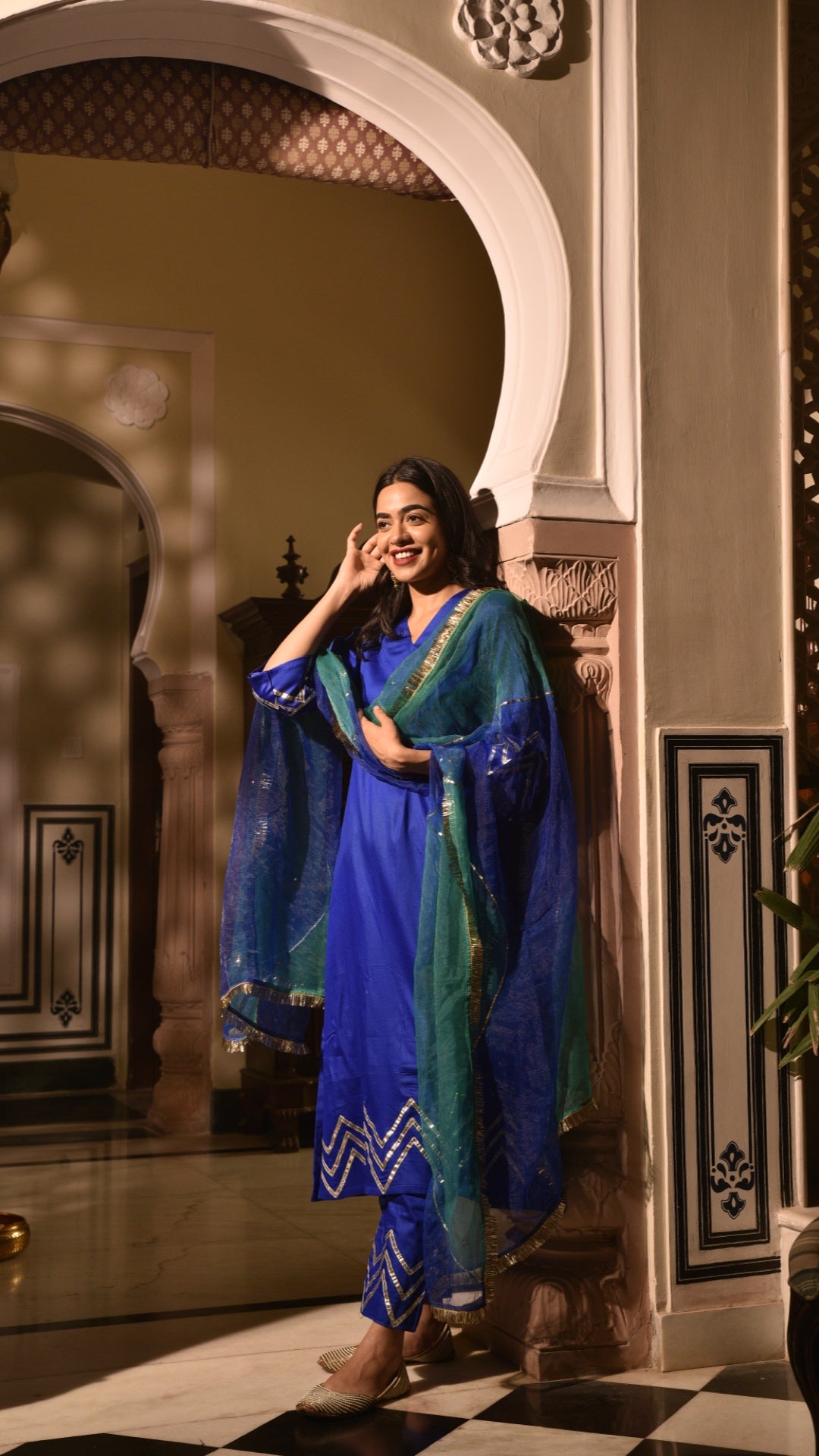 Grace Blue & Green Shaded Suit Set