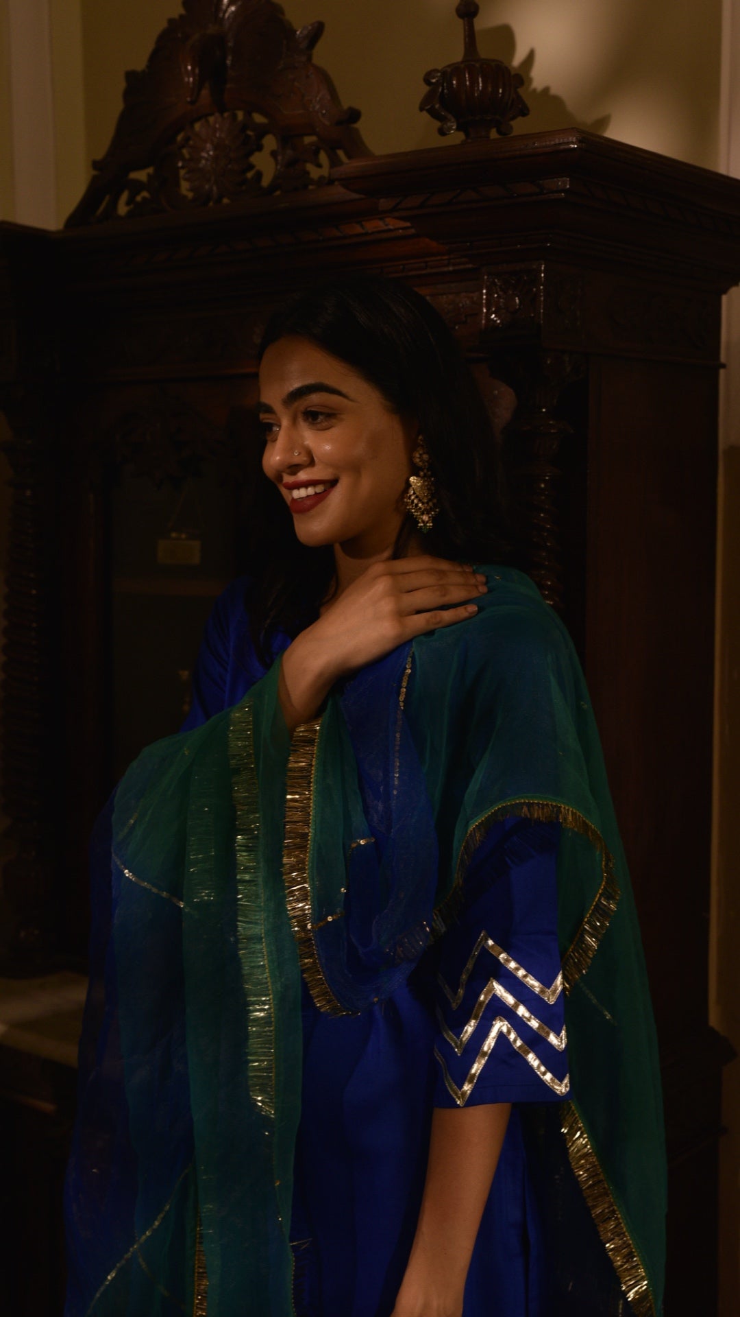 Grace Blue & Green Shaded Suit Set