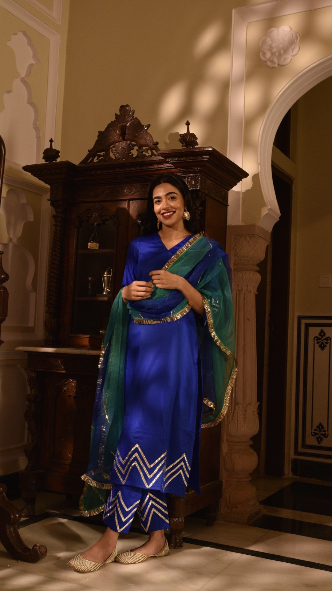 Grace Blue & Green Shaded Suit Set