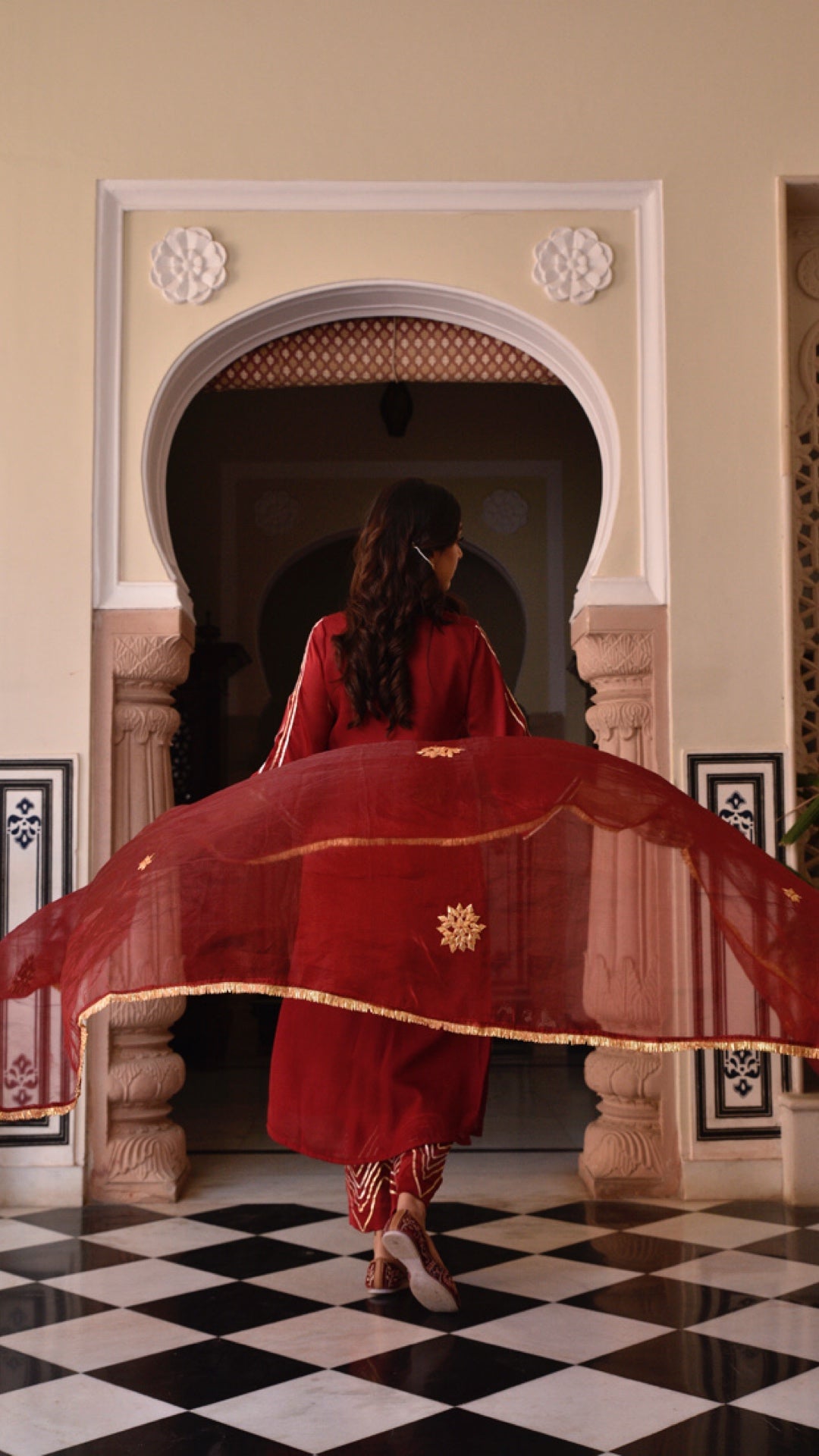 Jharonka Red Tissue Silk Suit Set