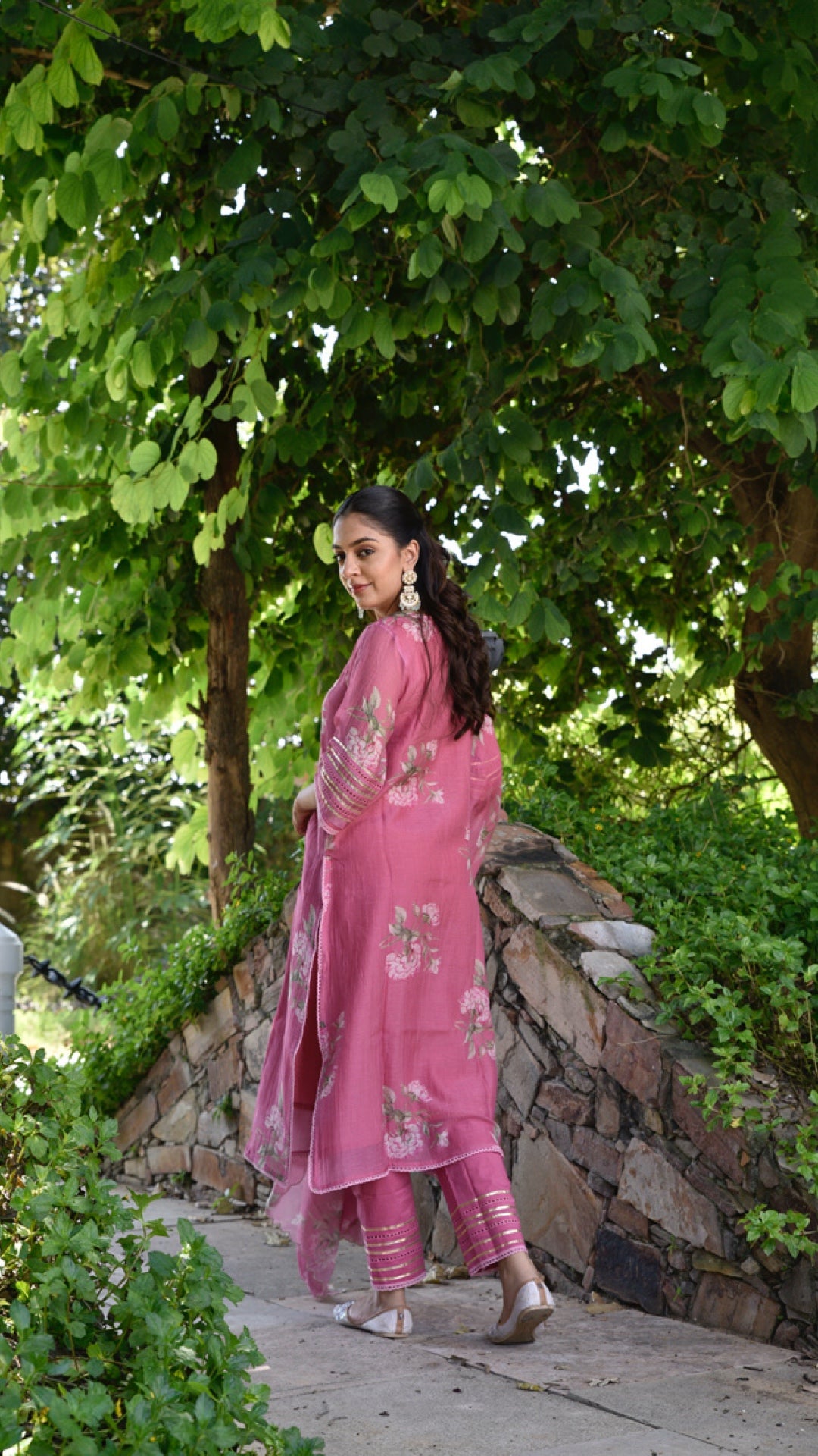 Suhana Pink Pure Mulmul Chanderi Suit Set