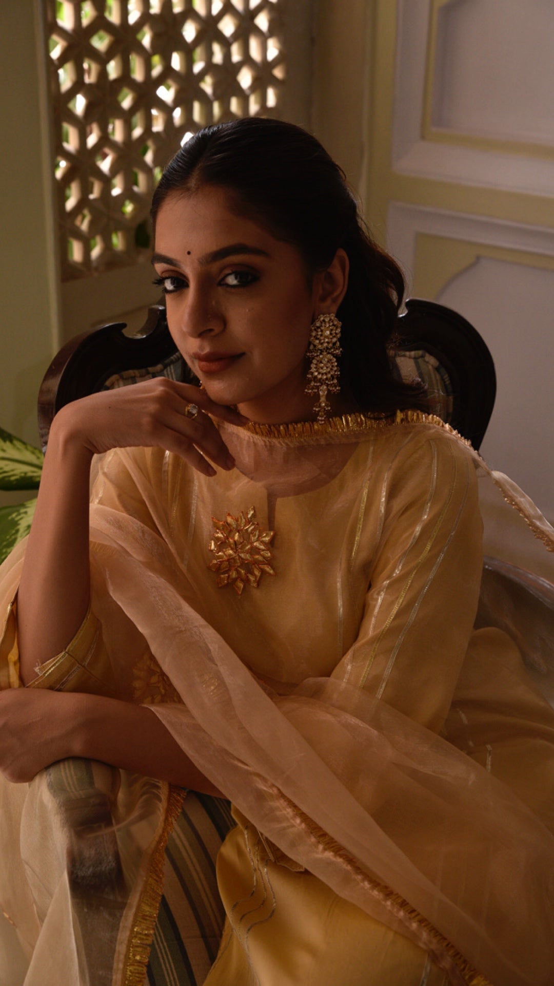 Jharonka Golden Sand Tissue Silk Suit Set