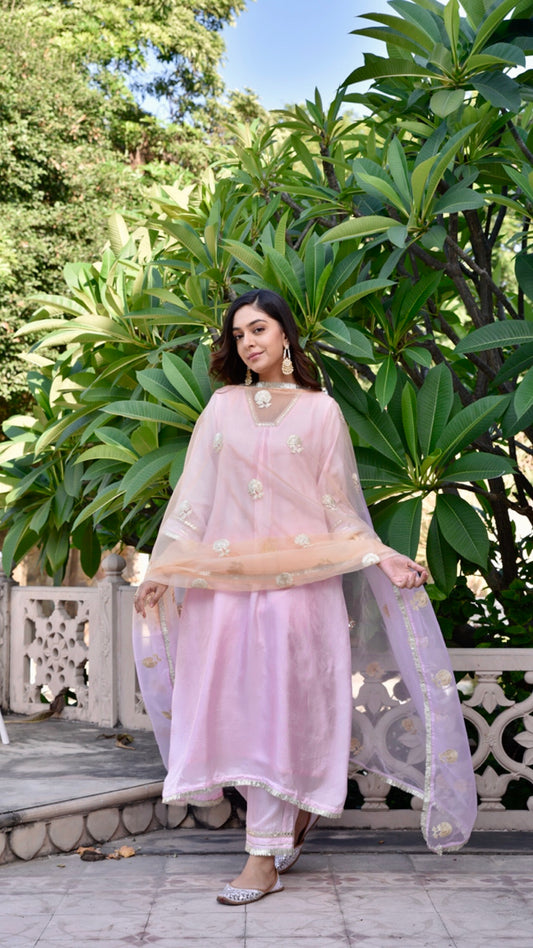 Tahira pink & peach Suit Set