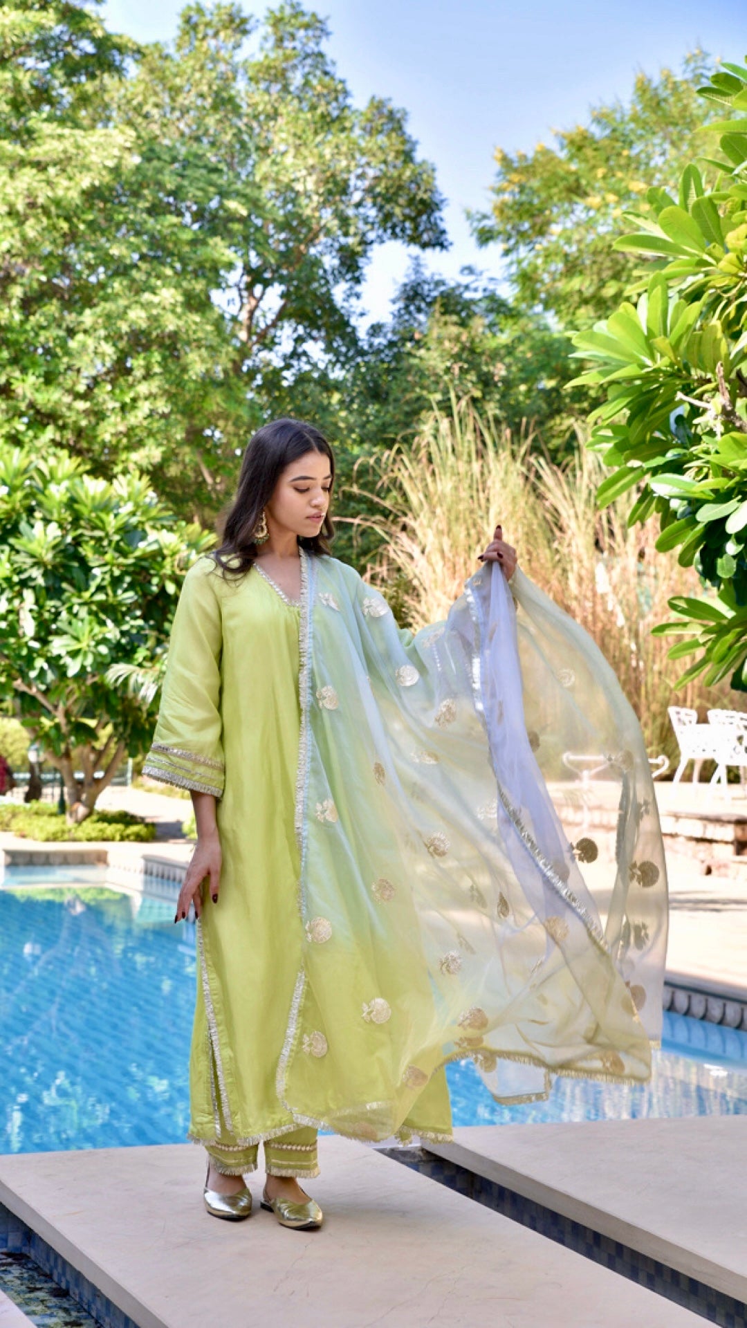 Tahira Tea With Blue Suit Set