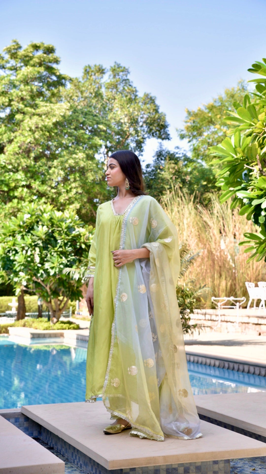 Tahira Tea With Blue Suit Set