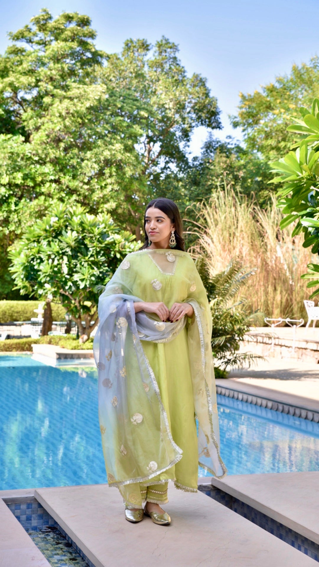 Tahira Tea With Blue Suit Set