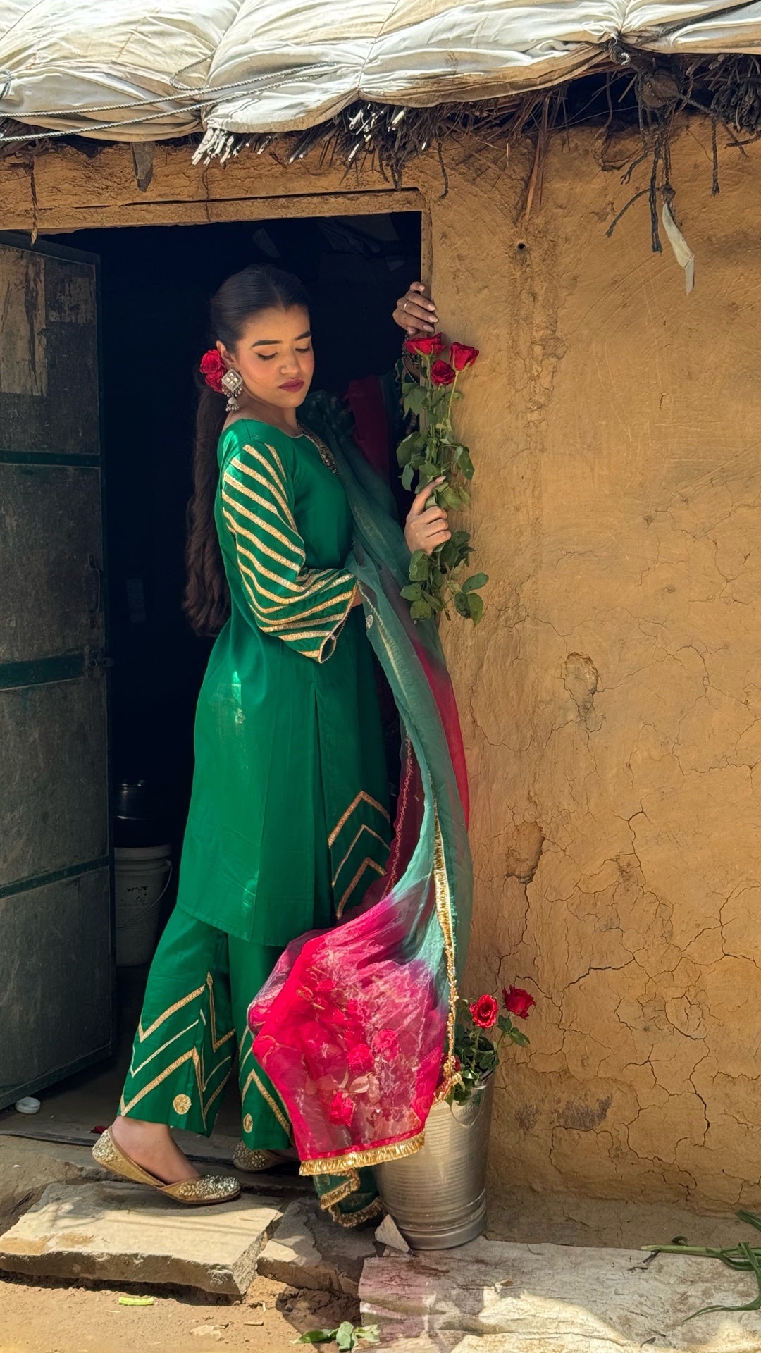 Mohini Dark Green & Pink Suit Set