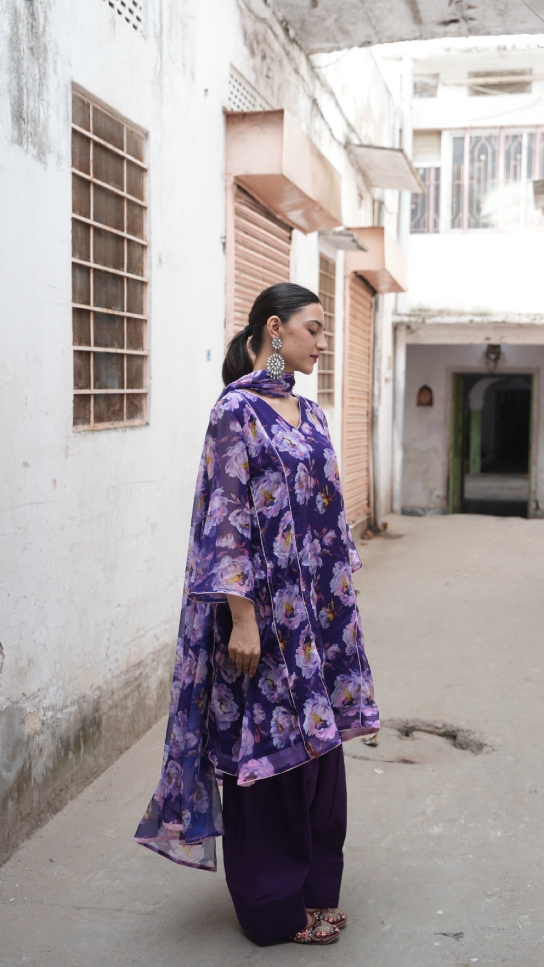 Grape Purple Flora Suit Set