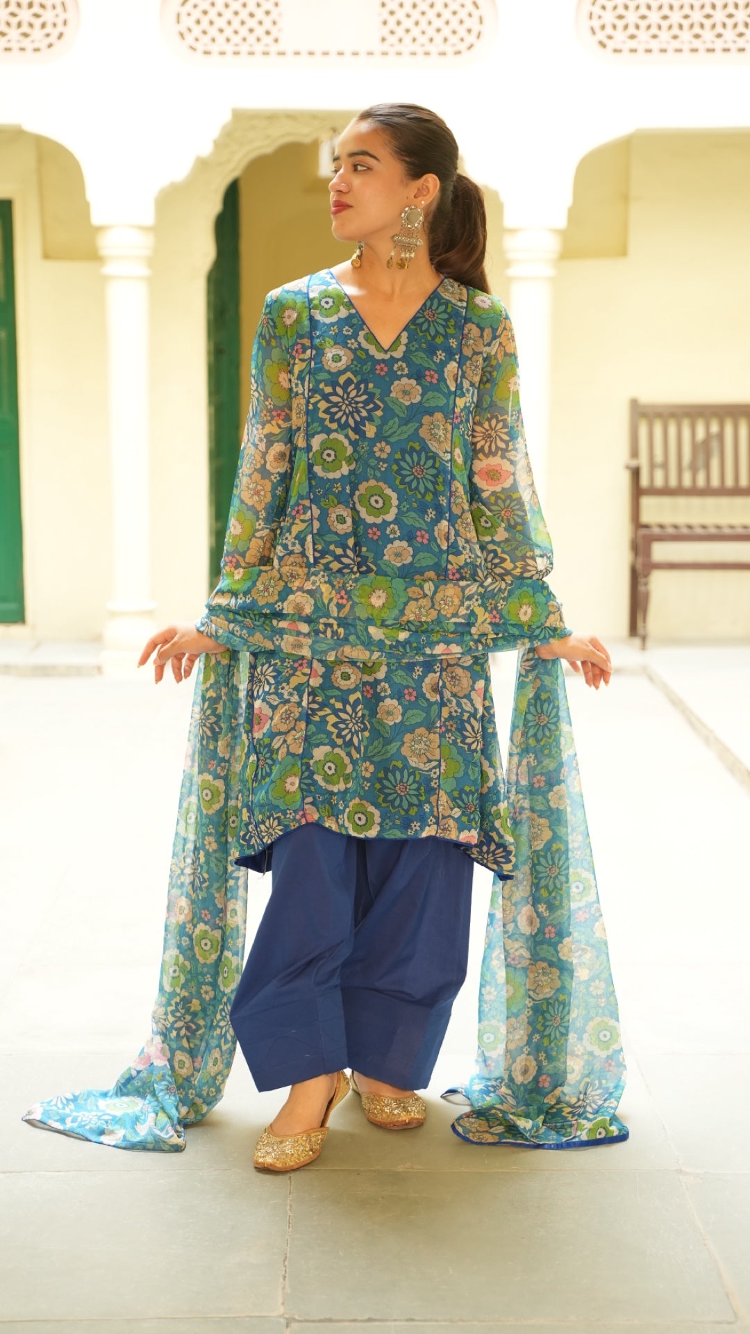 Iconic Green & Blue Farshi Set