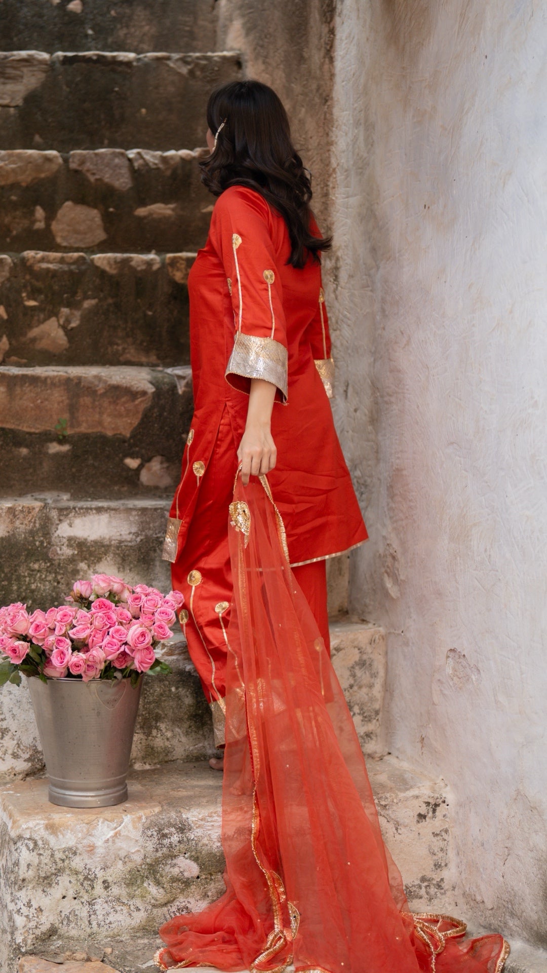 Sunehri Machli Rust Orange Suit Set