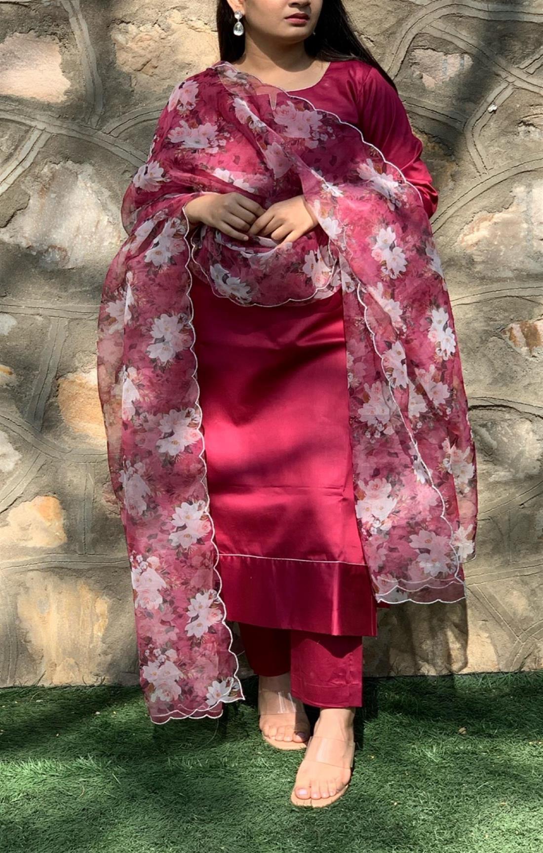 MAROON FLORAL SUIT SET
