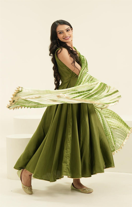 Zahra Olive Green Suit Set