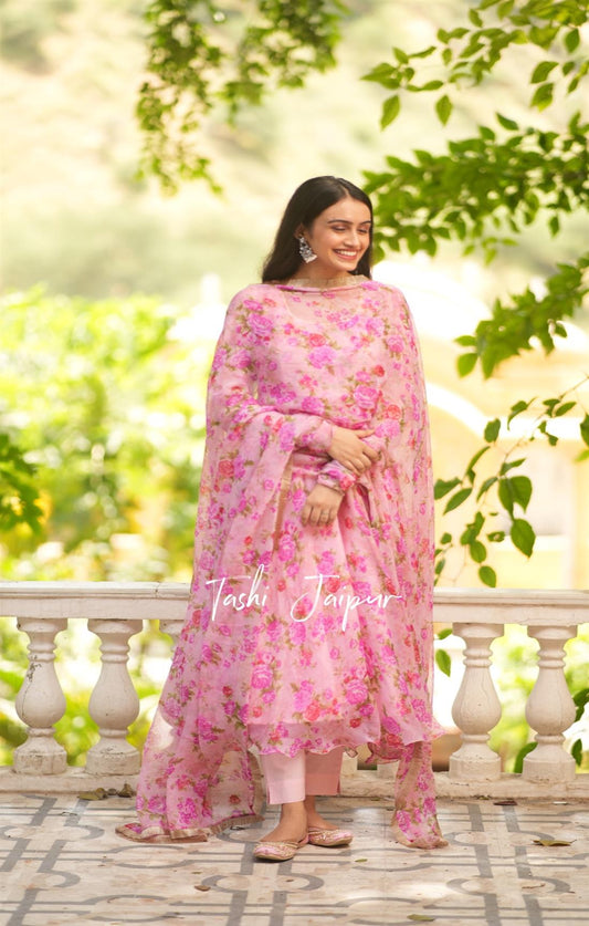 FLORA BLUSH CHIFFON SUIT SET