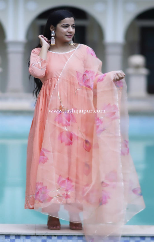 LOTUS PEACH ORGANZA SUIT SET
