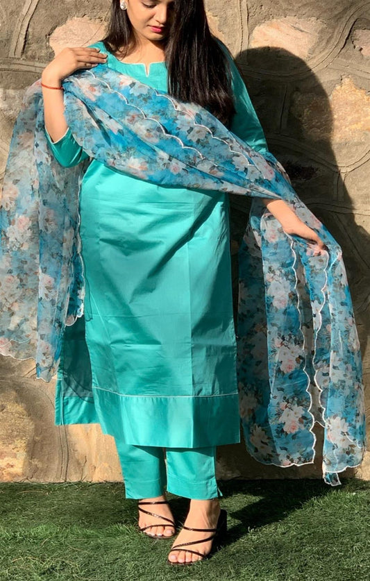 PASTEL BLUE ORGANZA SUIT SET