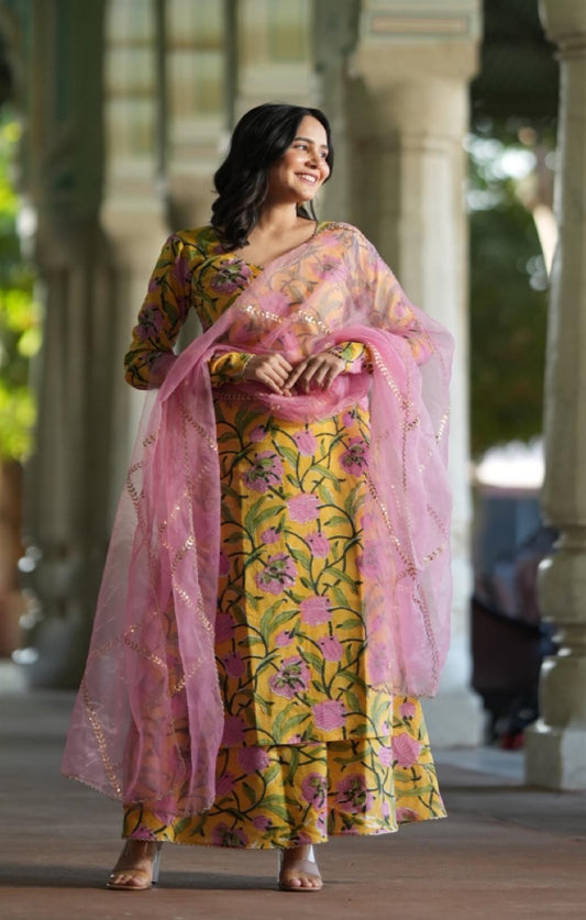 Fulwari Jaal Print Organza Suit set