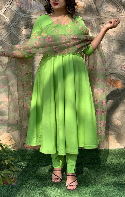 LIME GREEN FLARED SUIT SET