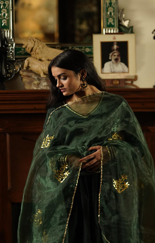AAFREEN DARK GREEN GOTTA PATTI SUIT SET