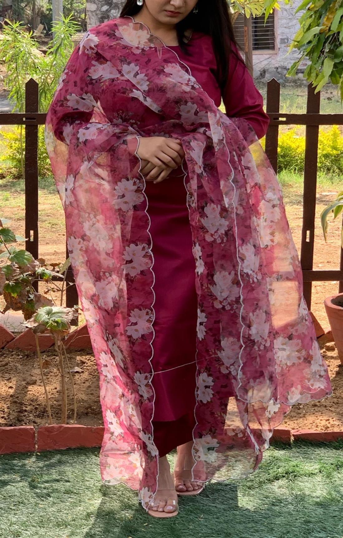 MAROON FLORAL SUIT SET