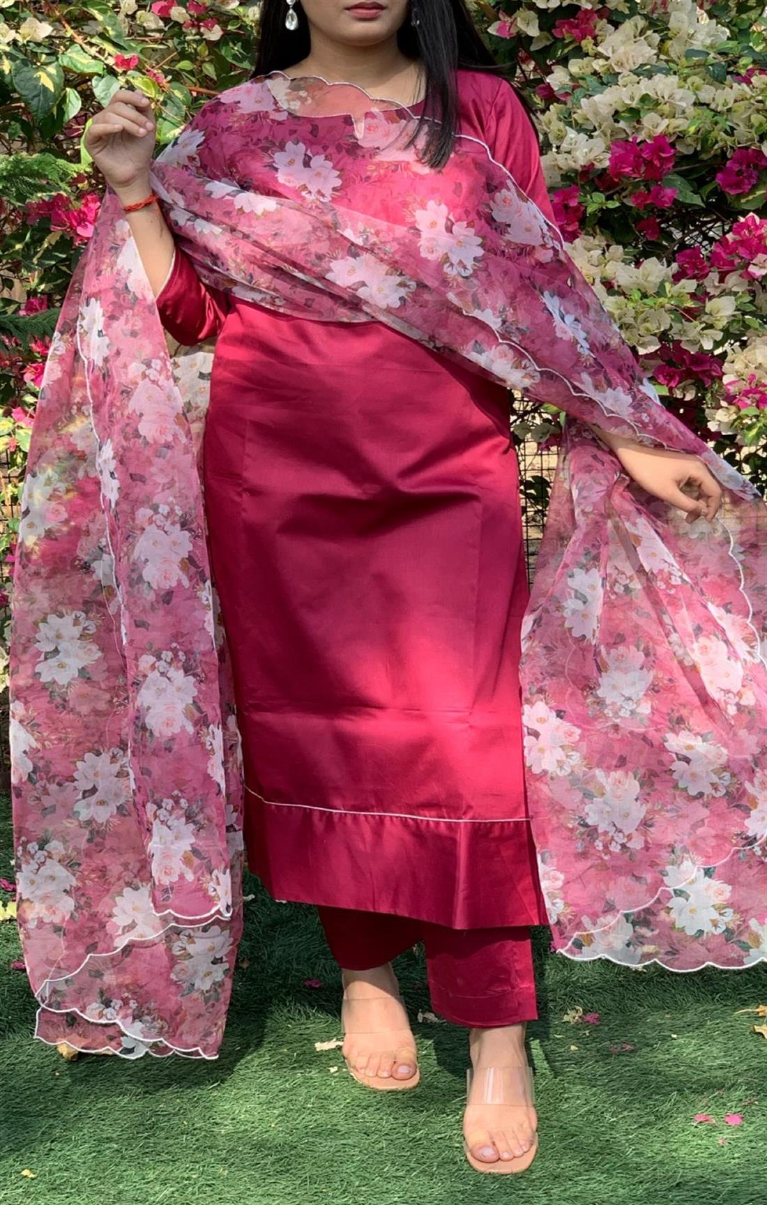 MAROON FLORAL SUIT SET