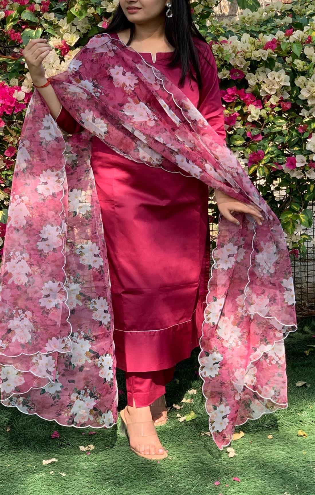 MAROON FLORAL SUIT SET