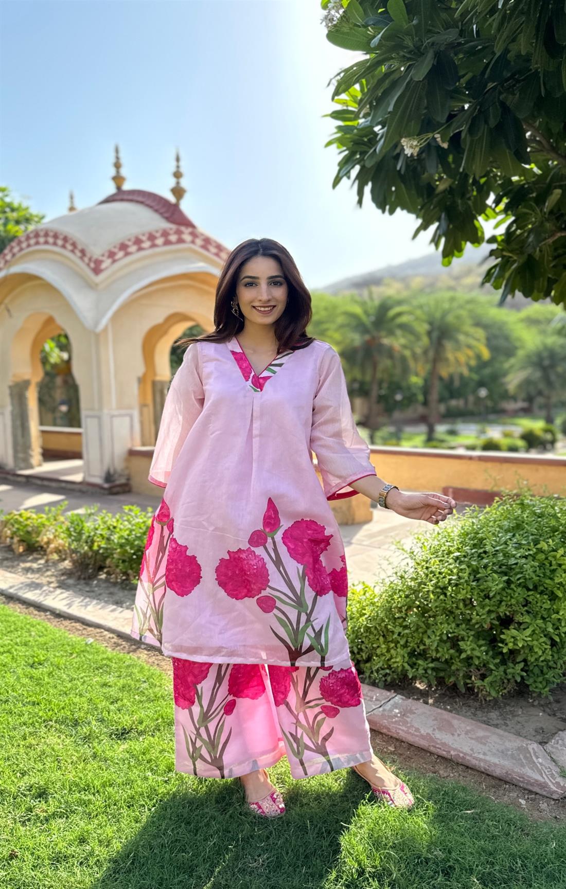 Carnation Poppy Pink Kurta Set