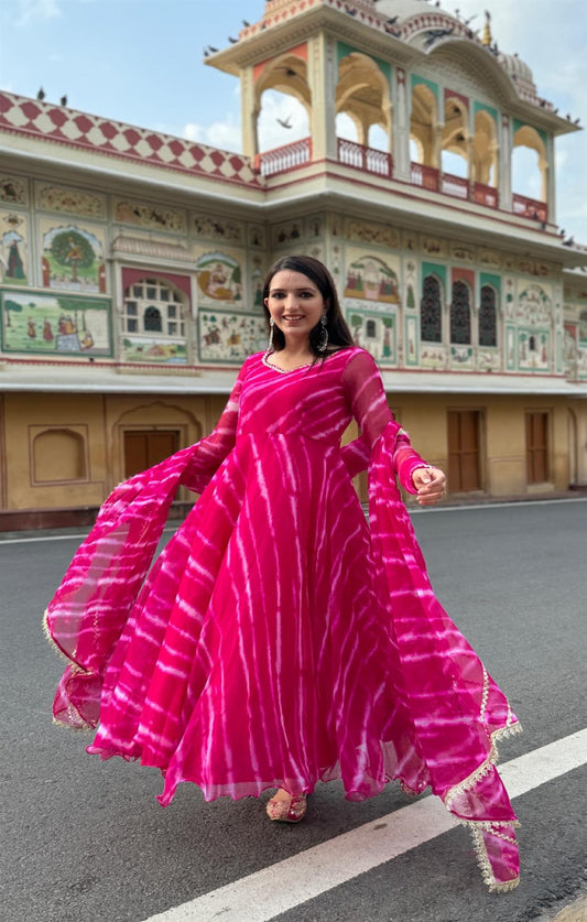 Maharani Leheriya Chiffon Suit Set