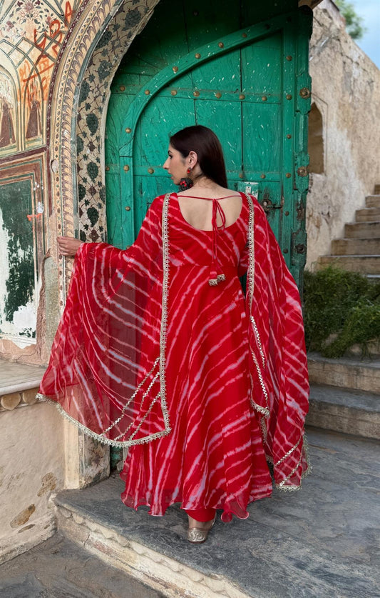 Sindoor Leheriya Chiffon Suit Set