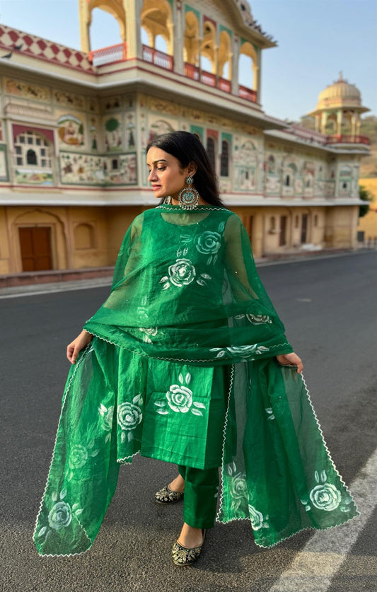 Rosette Green Roses Suit Set