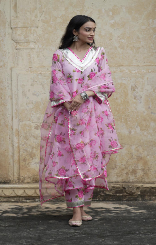 Jharonka Pink Gotta Suit Set