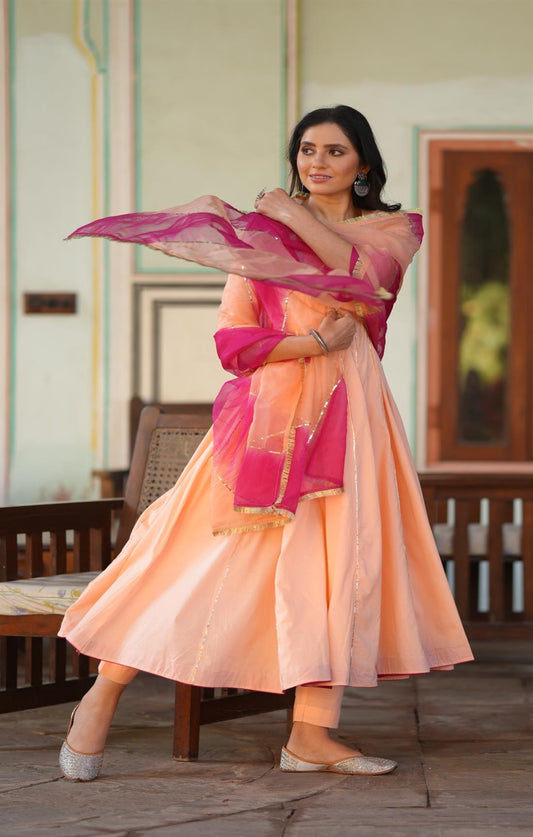 Sharbati Peach & Rani Suit Set