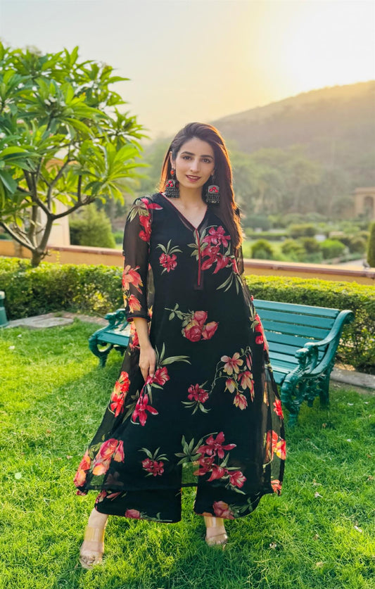 Charlotte Black Printed Co-ord Set