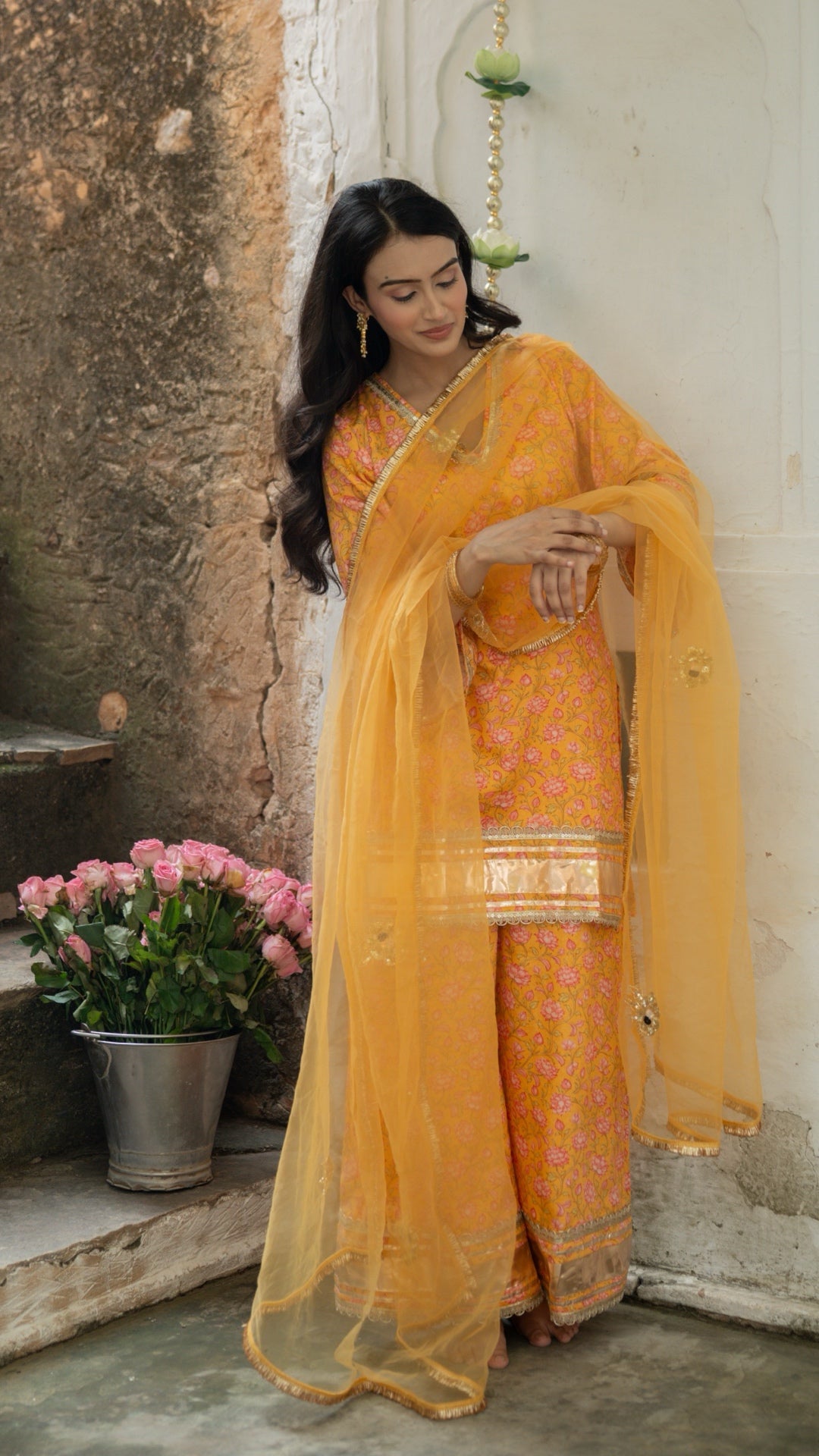 Gulbagh Gulaab Yellow Pure Silk Suit Set