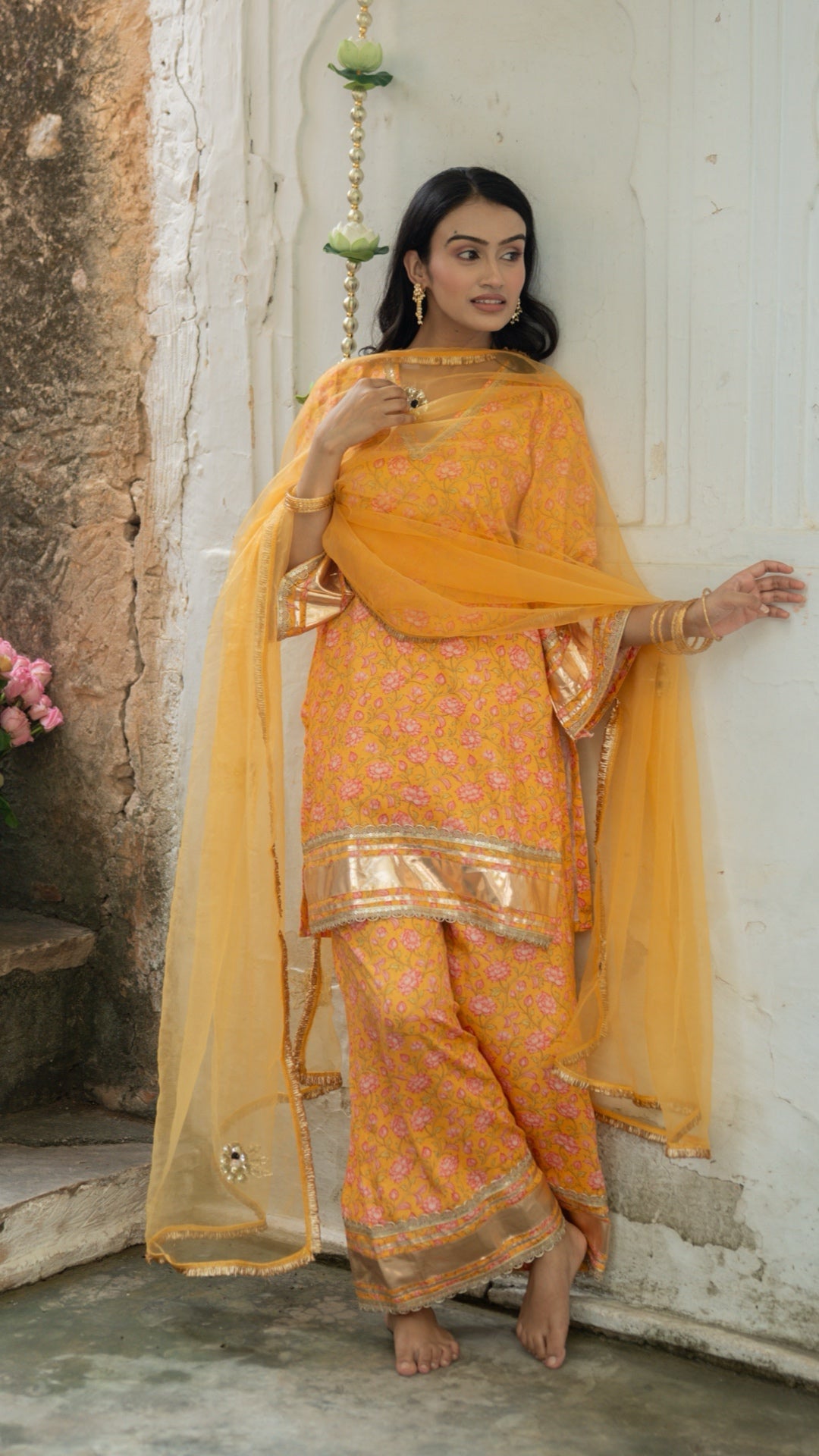 Gulbagh Gulaab Yellow Pure Silk Suit Set