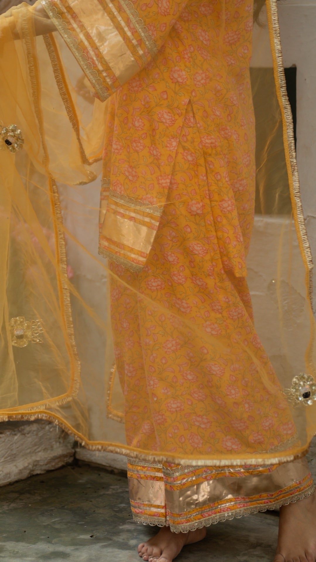 Gulbagh Gulaab Yellow Pure Silk Suit Set
